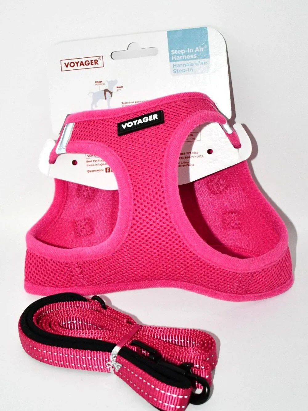 Voyager Dog Harness, 5ft, Leash Combo, Fuchsia, SMALL, NWT